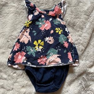Carter’s navy blue and floral dress with cute split in the back